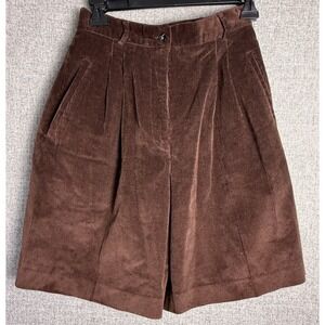 Vintage Talbots 80s/90s Brown Corduroy Shorts High Waist Pleated Wide Leg 6/SM